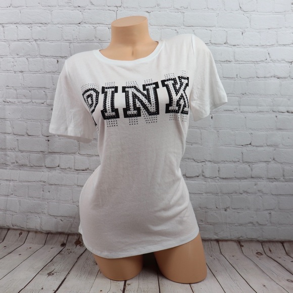 VS PINK bling rhinestone Logo Short Sleeve Tee - Picture 3 of 7
